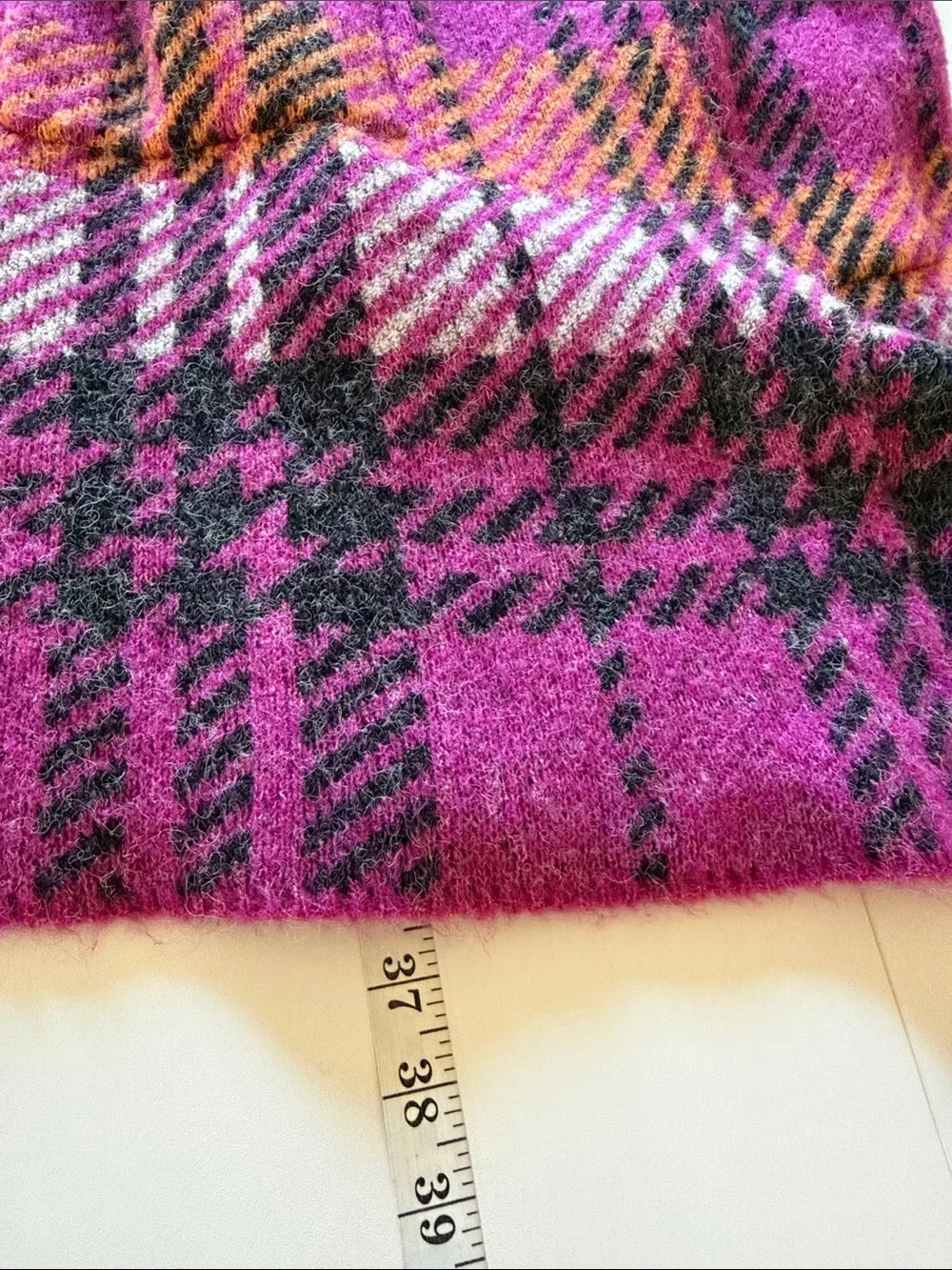 Joseph A. Magenta Plaid Open-Front Longline Cardigan M Fall Fireside Cabin Lodge
